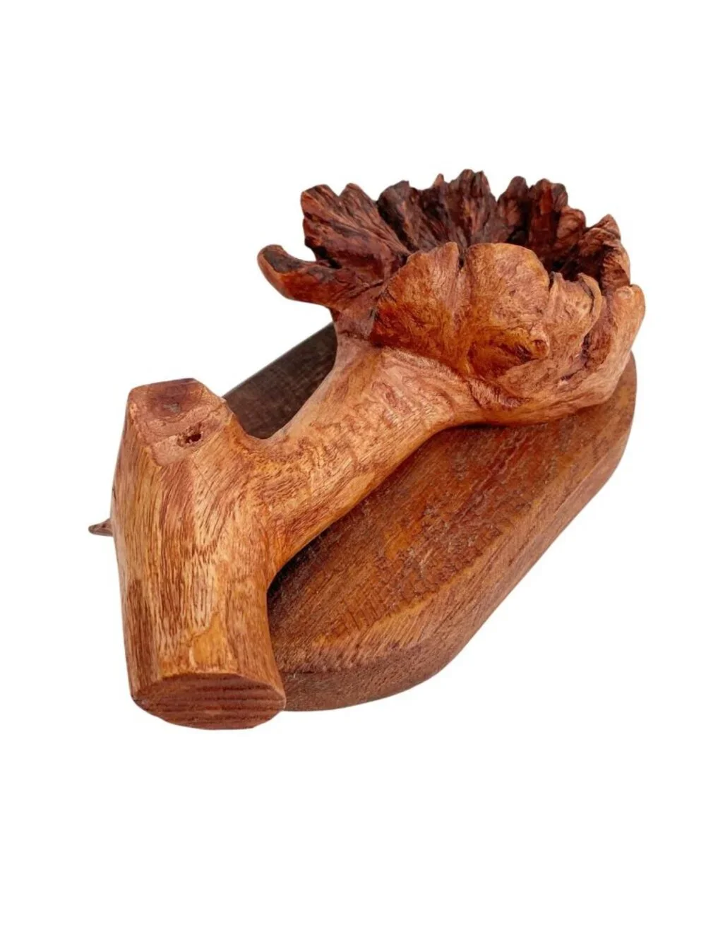 Carved Burlwood Incense Holder – Rustic Wood Art Decor